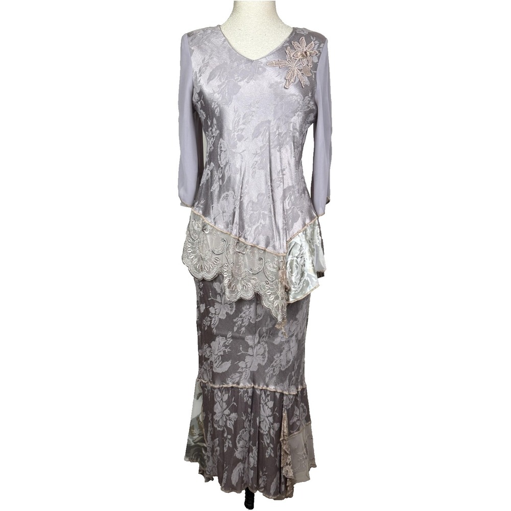 Spencer Alexis Skirt Set Womens 12P Purple Floral Jacquard Lace Formal Evening